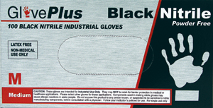 GlovesPlus Powder Free, Textured Black Nitrile Gloves - Click Image to Close