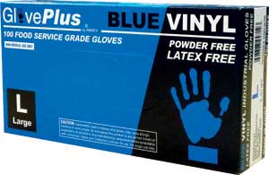 GlovePlus Powder Free, Smooth, Blue Vinyl Gloves - Click Image to Close